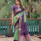 Rajwada Purple And Green Silk Blend Embroidered Saree For Women