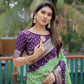 Rajwada Purple And Green Silk Blend Embroidered Saree For Women
