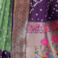 Rajwada Purple And Green Silk Blend Embroidered Saree For Women