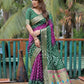 Rajwada Purple And Green Silk Blend Embroidered Saree For Women