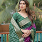 Rajwada Purple And Green Silk Blend Embroidered Saree For Women