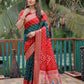 Rajwada Red And Green Silk Blend Embroidered Saree For Women