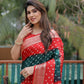 Rajwada Red And Green Silk Blend Embroidered Saree For Women