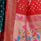 Rajwada Red And Green Silk Blend Embroidered Saree For Women