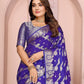 Rajwada Royal Blue Silk Blend Solid Saree For Women
