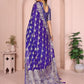 Rajwada Royal Blue Silk Blend Solid Saree For Women