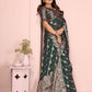 Rajwada Dark Green Silk Blend Solid Saree For Women