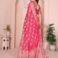 Rajwada Pink Silk Blend Solid Saree For Women