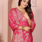 Rajwada Pink Silk Blend Solid Saree For Women