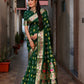 Rajwada Dark Green Silk Blend Embroidered Saree For Women