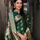 Rajwada Dark Green Silk Blend Embroidered Saree For Women