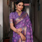 Rajwada Lavender Silk Blend Embroidered Saree For Women