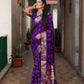 Rajwada Royal Purple Silk Blend Embroidered Saree For Women