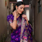 Rajwada Royal Purple Silk Blend Embroidered Saree For Women