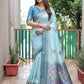 Rajwada Blue Silk Blend Embroidered Saree For Women
