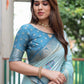 Rajwada Blue Silk Blend Embroidered Saree For Women