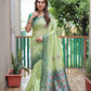 Rajwada Light Green Silk Blend Embroidered Saree For Women