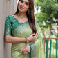 Rajwada Light Green Silk Blend Embroidered Saree For Women