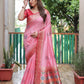 Rajwada Pastel Pink Silk Blend Embroidered Saree For Women