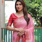 Rajwada Pastel Pink Silk Blend Embroidered Saree For Women