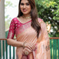 Rajwada Cream Silk Blend Embroidered Saree For Women