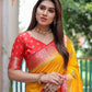 Rajwada Yellow Silk Blend Embroidered Saree For Women