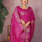 Rajwada Dark Pink Silk Blend Printed Saree For Women