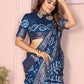 Rajwada Royal Blue Silk Blend Printed Saree For Women