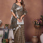 Rajwada Brown Cotton Blend Checkered Saree For Women