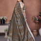 Rajwada Brown Cotton Blend Checkered Saree For Women