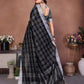 Rajwada Black Cotton Blend Checkered Saree For Women