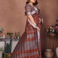 Rajwada Light Brown Cotton Blend Checkered Saree For Women