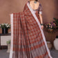 Rajwada Light Brown Cotton Blend Checkered Saree For Women