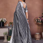 Rajwada Grey Cotton Blend Checkered Saree For Women