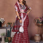 Rajwada Maroon Cotton Blend Checkered Saree For Women