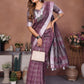 Rajwada Dusty Mauve Cotton Blend Checkered Saree For Women