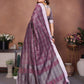 Rajwada Dusty Mauve Cotton Blend Checkered Saree For Women