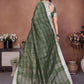 Rajwada Olive Cotton Blend Checkered Saree For Women
