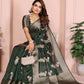 Rajwada Dark Green Silk Blend Printed Saree For Women