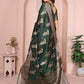 Rajwada Dark Green Silk Blend Printed Saree For Women
