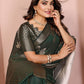 Rajwada Dark Green Silk Blend Printed Saree For Women