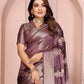 Rajwada Mauve Silk Blend Printed Saree For Women