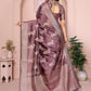 Rajwada Mauve Silk Blend Printed Saree For Women