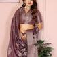 Rajwada Mauve Silk Blend Printed Saree For Women