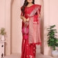 Rajwada Red Silk Blend Printed Saree For Women
