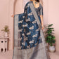 Rajwada Steel Blue Silk Blend Printed Saree For Women
