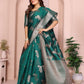 Rajwada Teal Green Silk Blend Printed Saree For Women