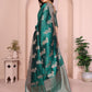 Rajwada Teal Green Silk Blend Printed Saree For Women