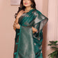 Rajwada Teal Green Silk Blend Printed Saree For Women