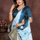 Rajwada Light Blue Silk Blend Printed Saree For Women